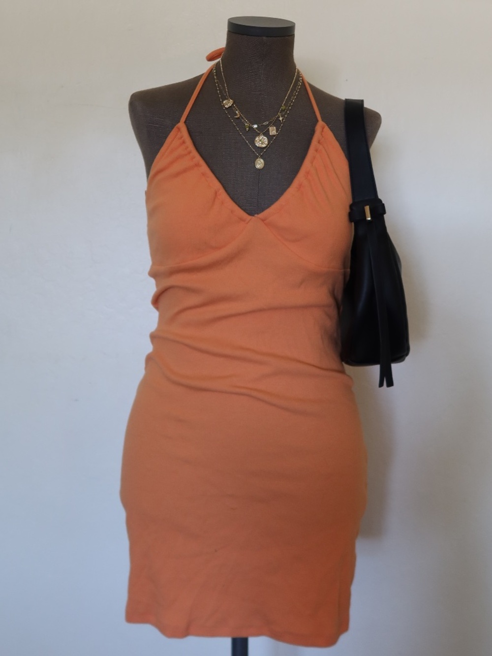 Orange Garage Mini Halter Dress